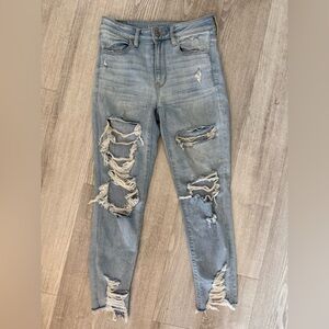 American Eagle Outfitters Light Blue Distressed Skinny Jeans
